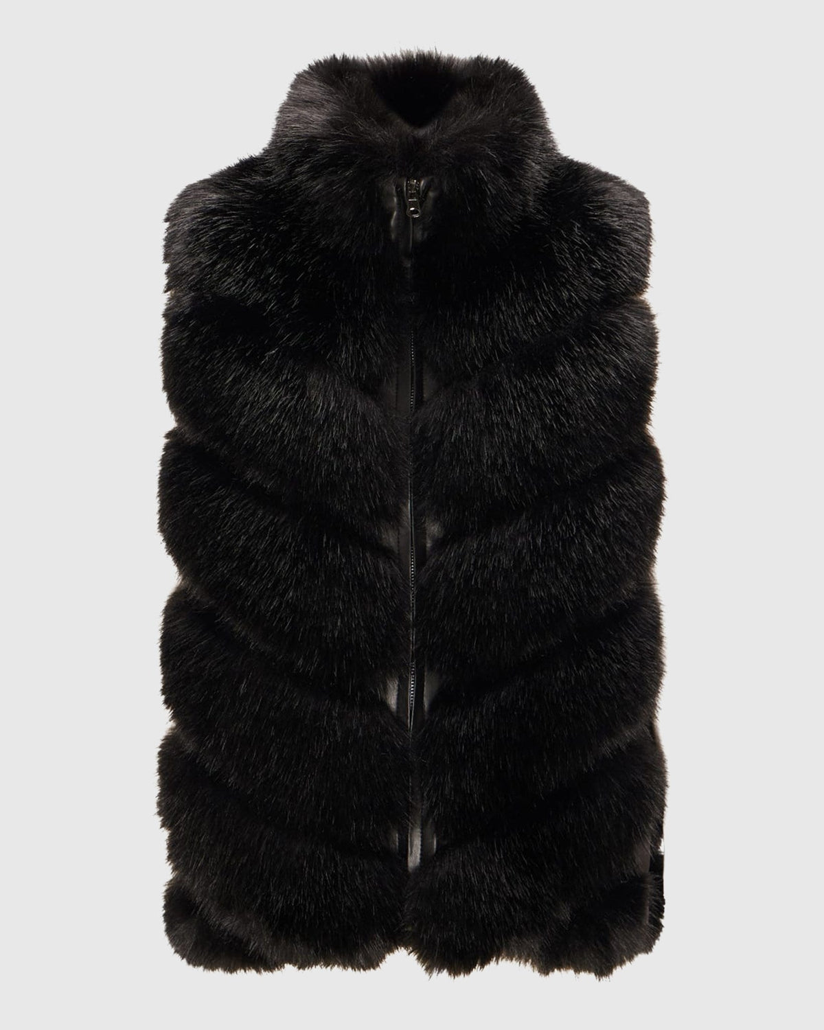 FUR-FREE FOX (FAUX FUR) REVERSIBLE VEST - BLACK/BLACK