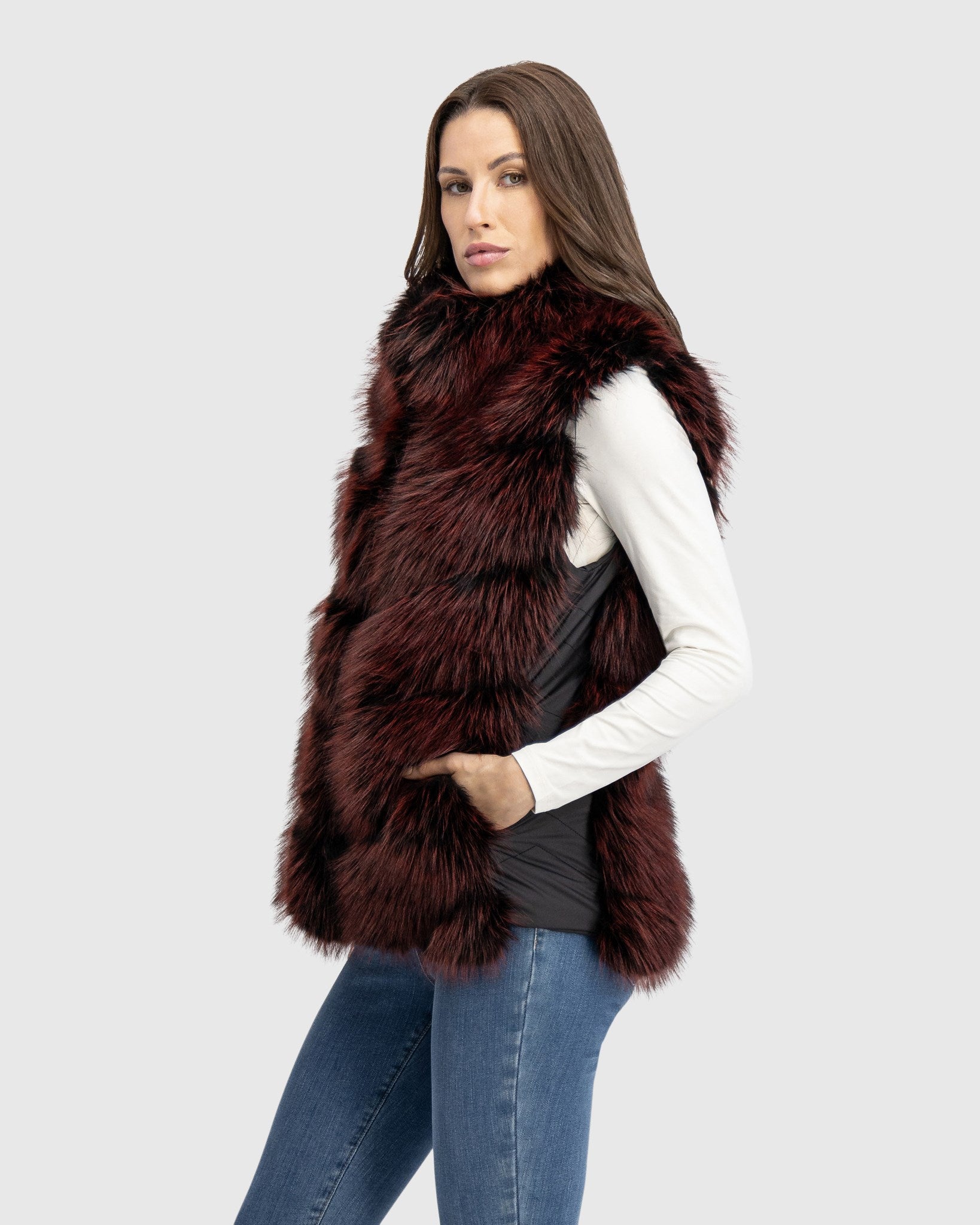 FUR-FREE FOX (FAUX FUR) REVERSIBLE VEST