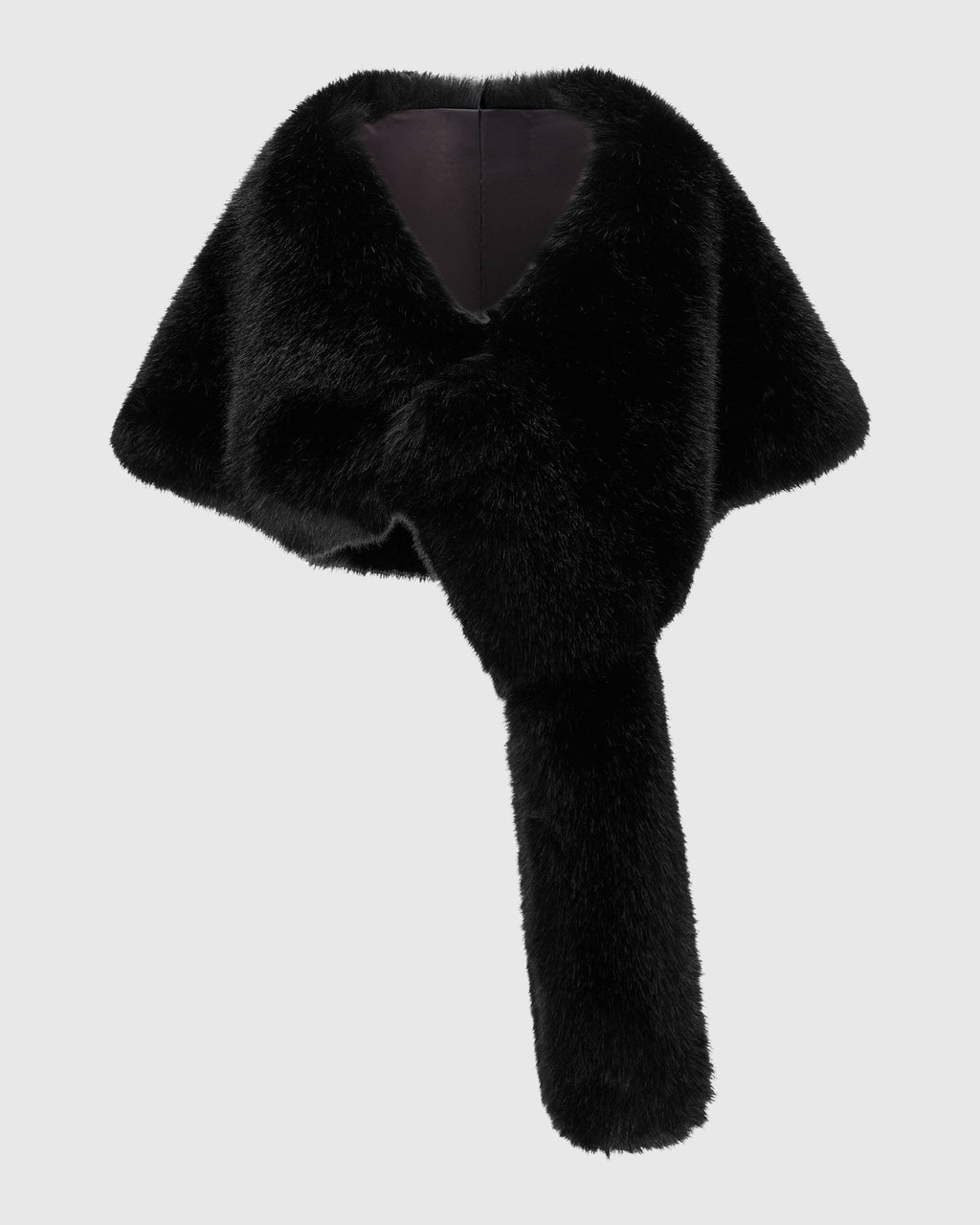 FUR-FREE FOX (FAUX FUR) STOLE - BLACK