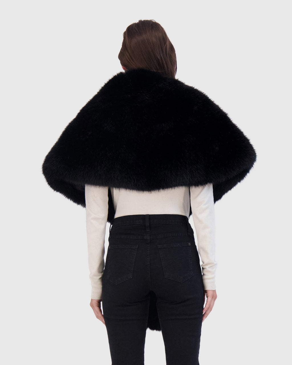 FUR-FREE FOX (FAUX FUR) STOLE - BLACK