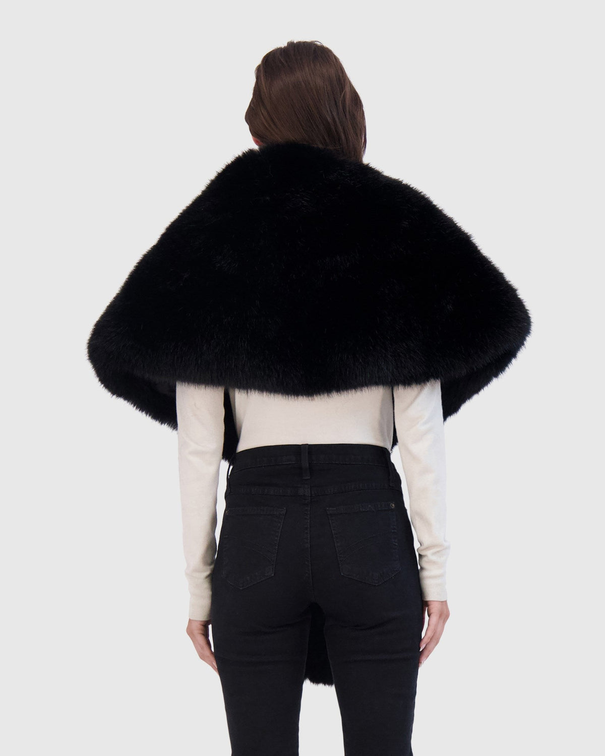 FUR-FREE FOX (FAUX FUR) STOLE - BLACK