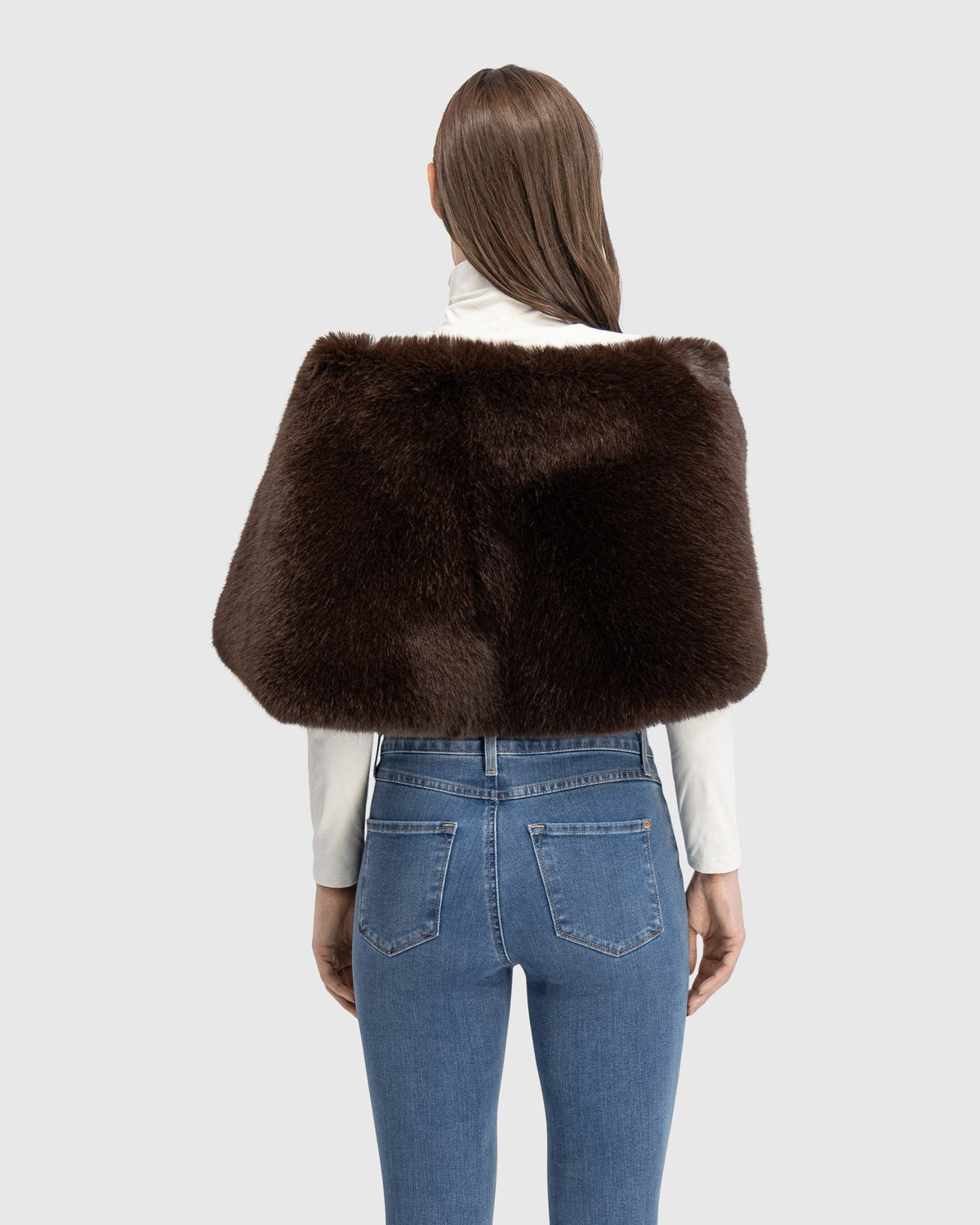 FUR-FREE FOX (FAUX FUR) STOLE - BROWN