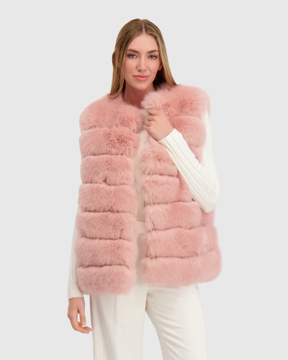 FUR-FREE FOX (FAUX FUR) VEST - PINK