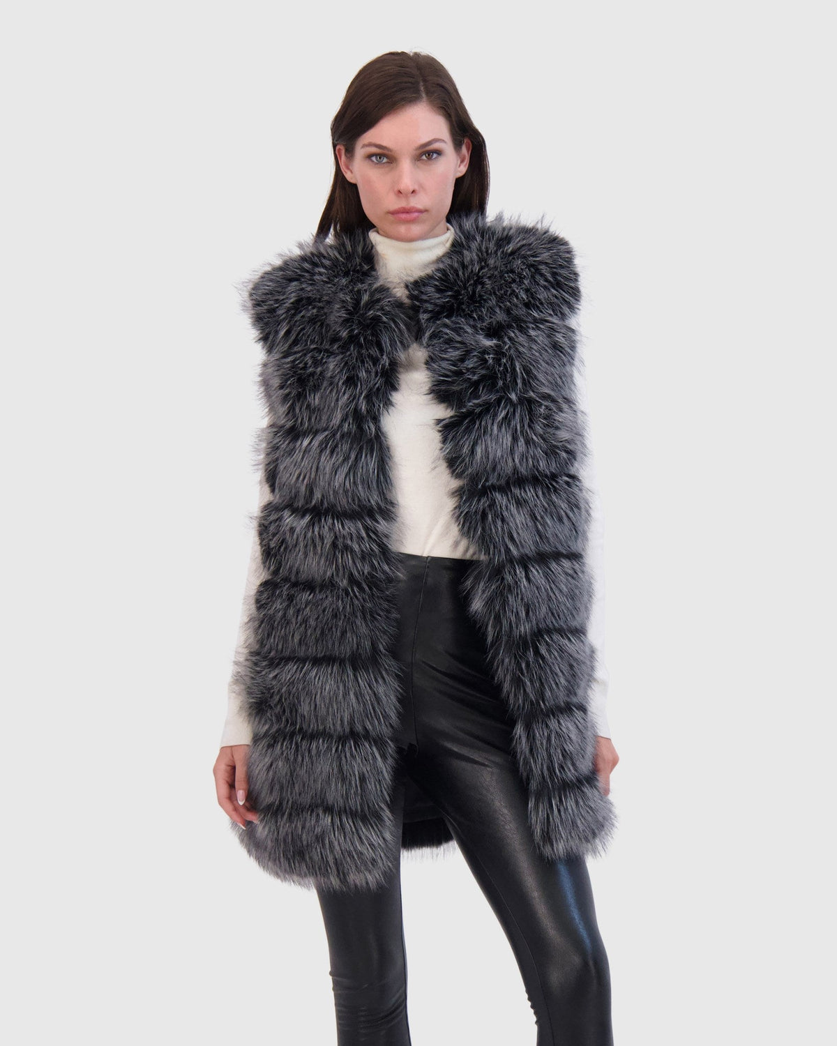 FUR-FREE FOX (FAUX FUR) VEST - SILVER