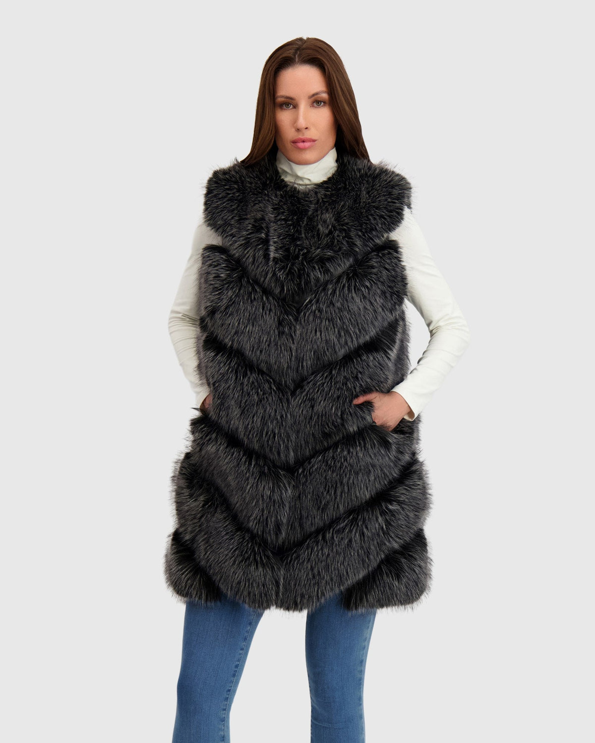 FUR-FREE FOX (FAUX FUR) VEST - BLACK SNOWTOP