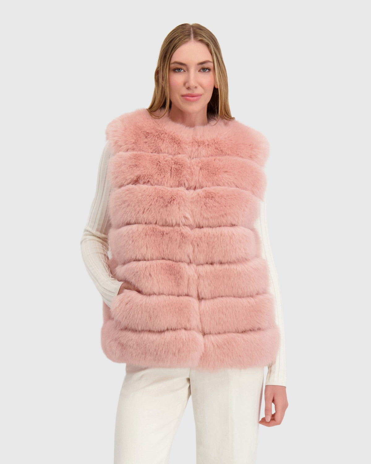FUR-FREE FOX (FAUX FUR) VEST - PINK