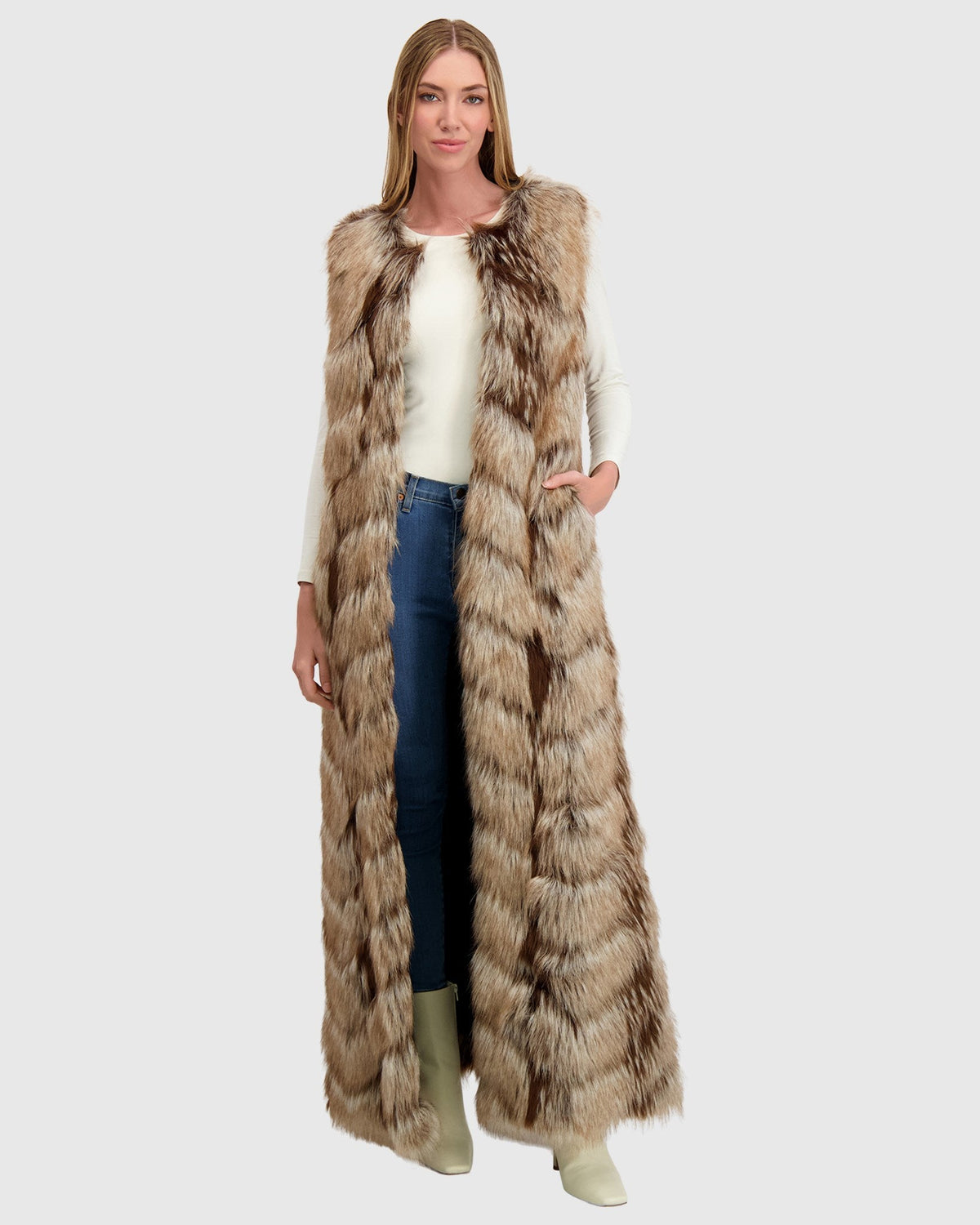 FUR-FREE FOX (FAUX FUR) VEST - CRYSTAL