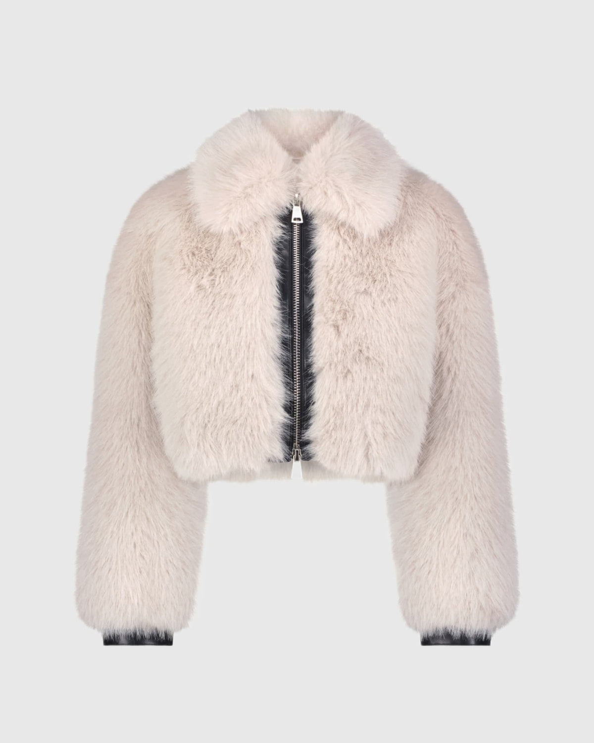 FUR-FREE FOX (FAUX FUR) ZIP BOLERO - NATURAL/BLACK