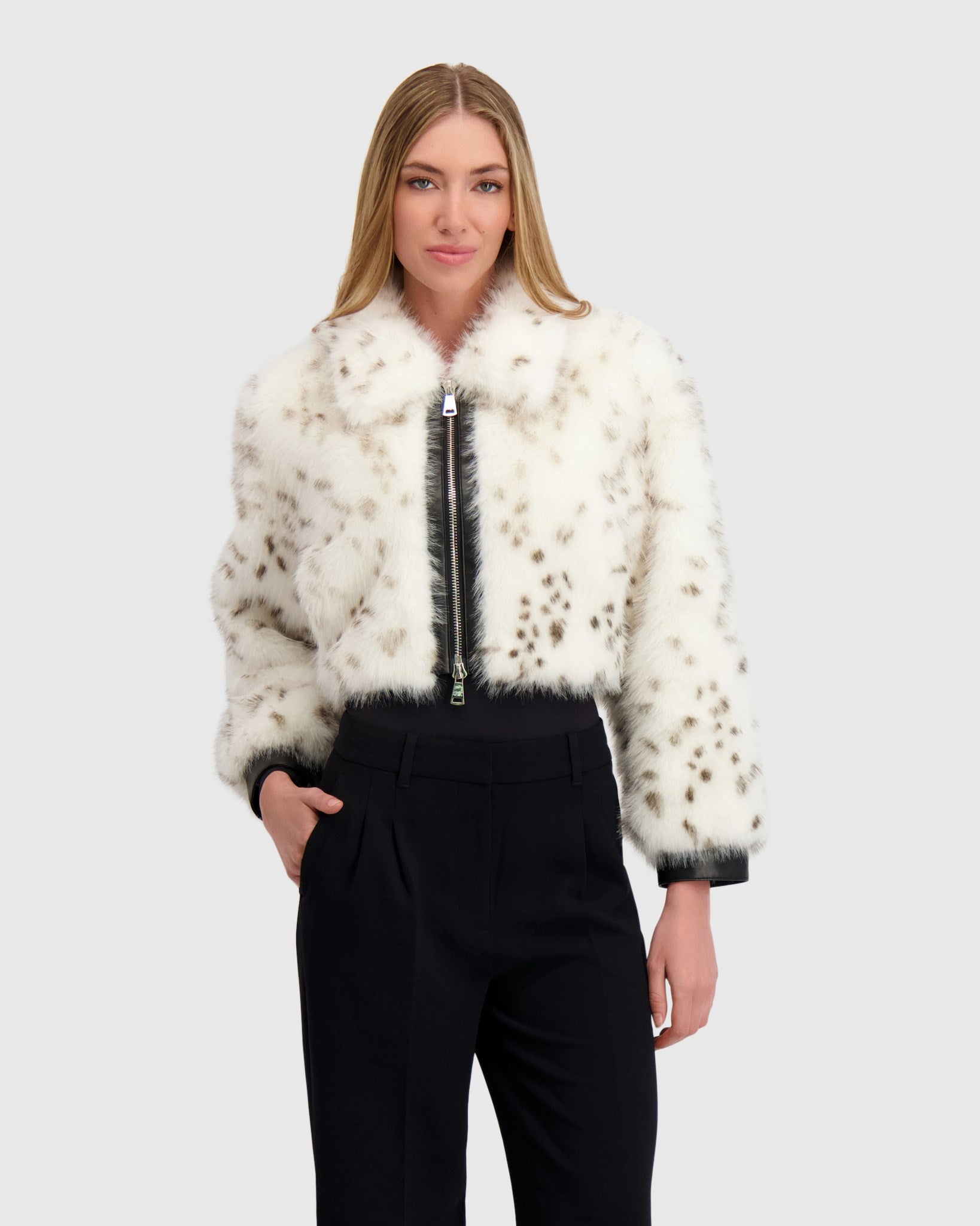 FUR-FREE FOX (FAUX FUR) ZIP BOLERO