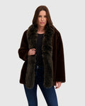 FUR-FREE FOX & MINK (FAUX FUR) JACKET - DARK BROWN