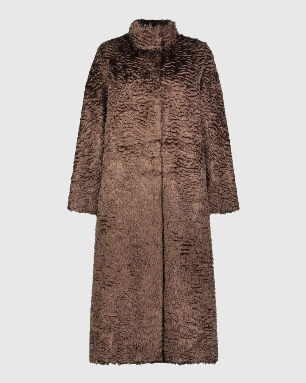 FUR-FREE LAMB (FAUX FUR) COAT - BROWN