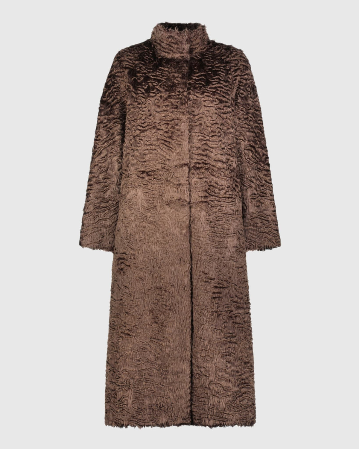 FUR-FREE LAMB (FAUX FUR) COAT - BROWN