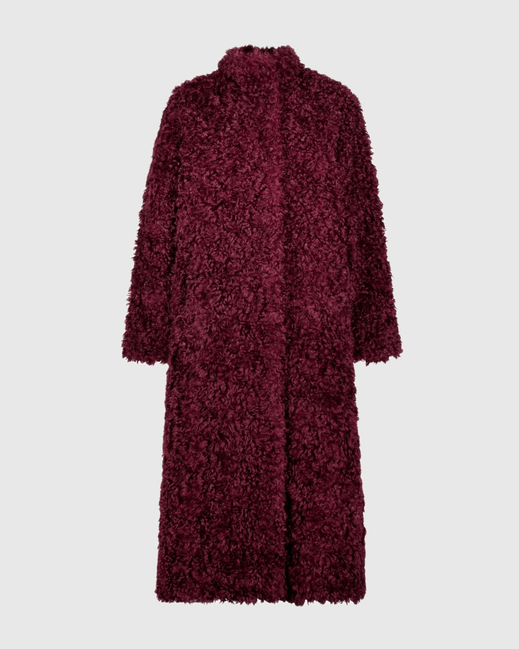 FUR-FREE LAMB (FAUX FUR) COAT - BURGUNDY