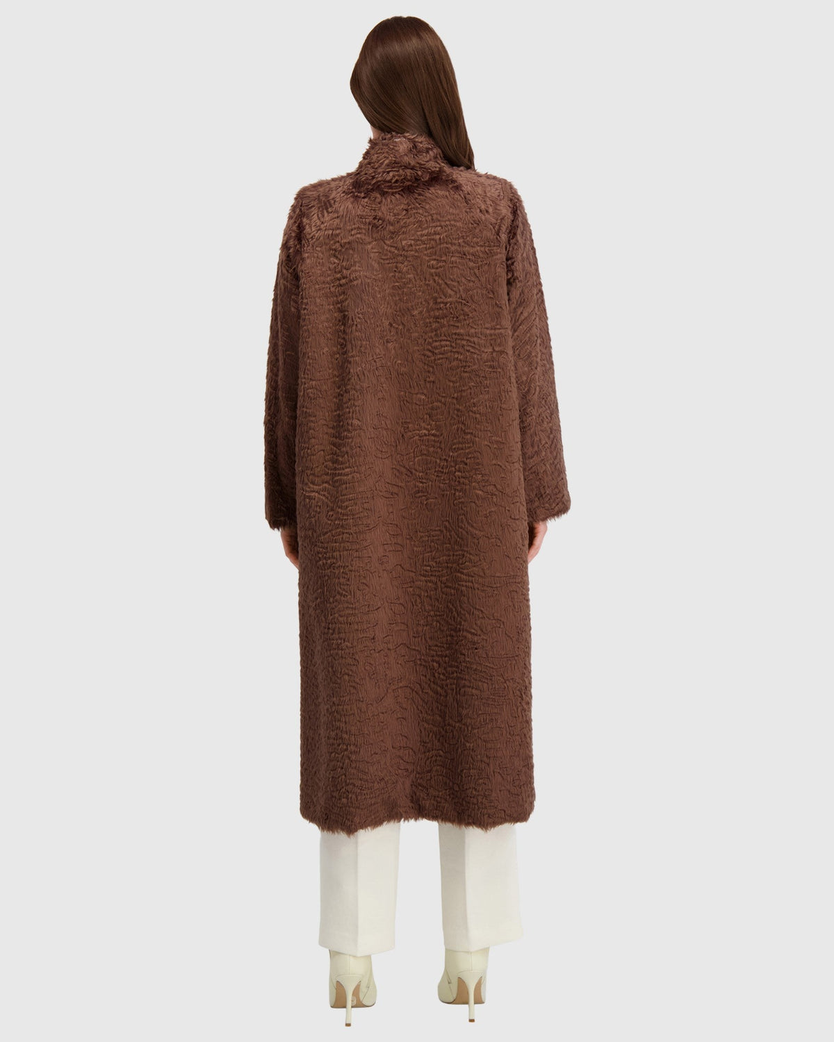 FUR-FREE LAMB (FAUX FUR) COAT - BROWN