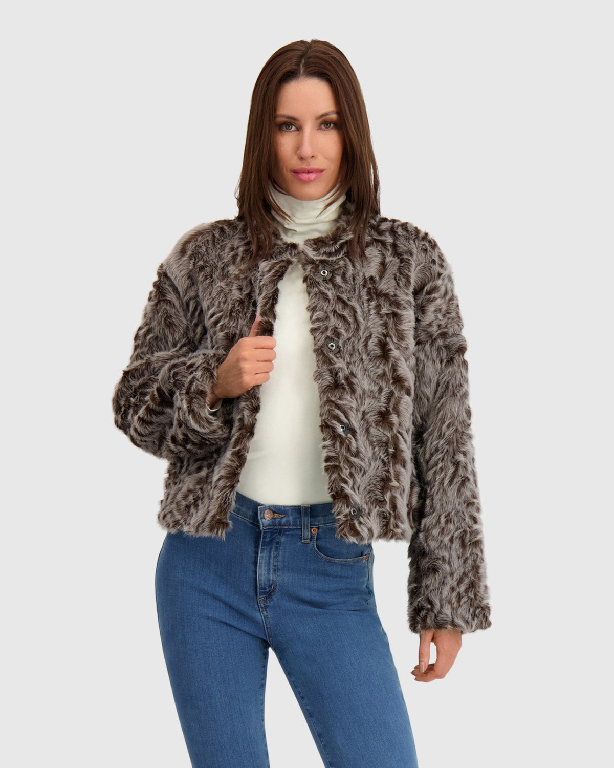FUR-FREE LAMB (FAUX FUR) JACKET - BROWN SNOWTOP