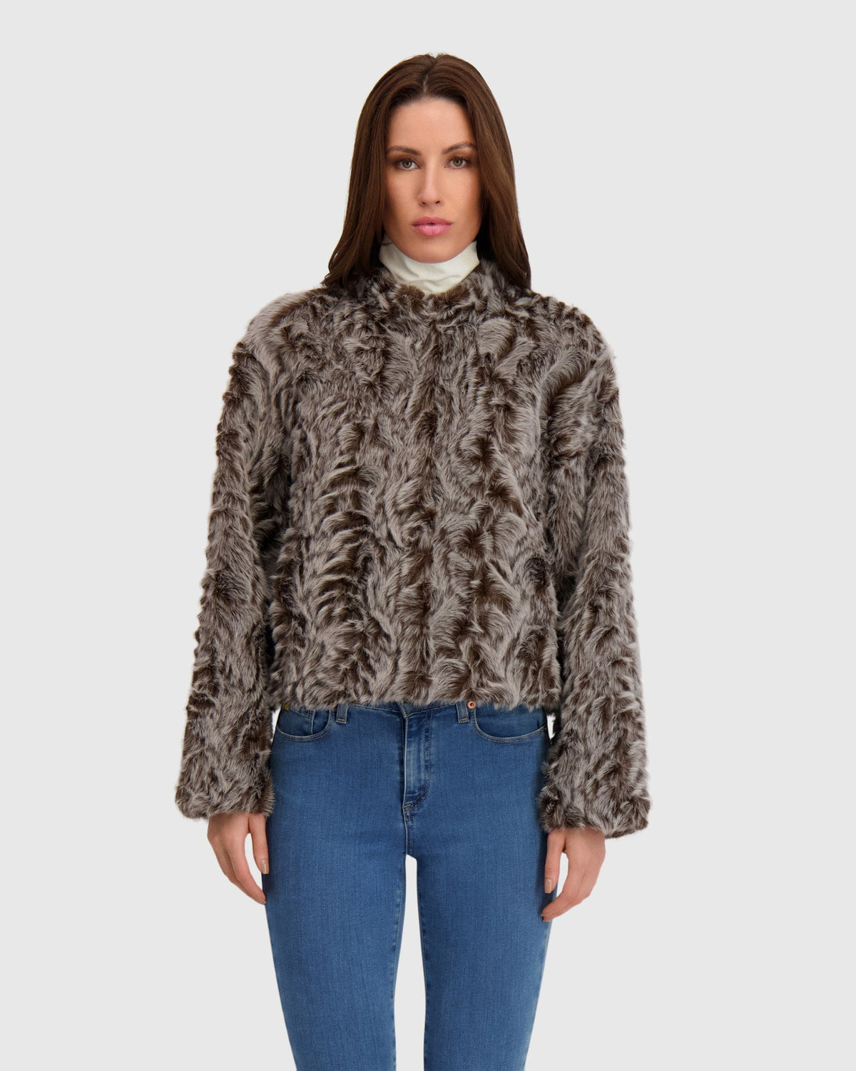 FUR-FREE LAMB (FAUX FUR) JACKET - BROWN SNOWTOP