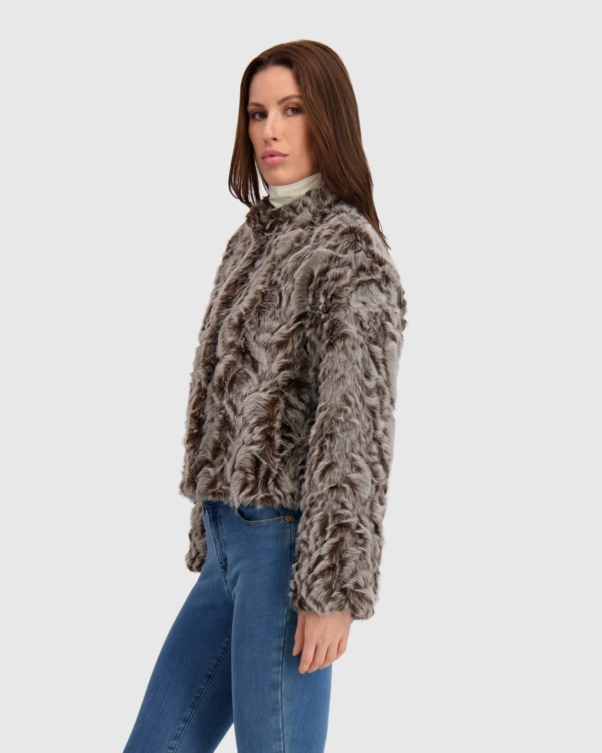 FUR-FREE LAMB (FAUX FUR) JACKET - BROWN SNOWTOP