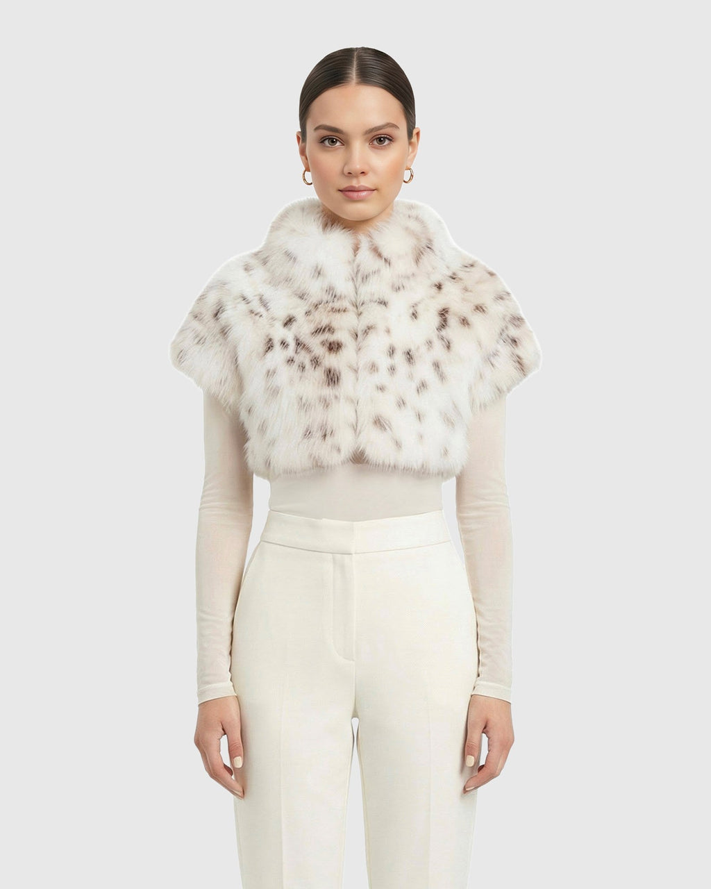 FUR-FREE LYNX BELLY (FAUX FUR) BOLERO, SHORT SLEEVES - LYX
