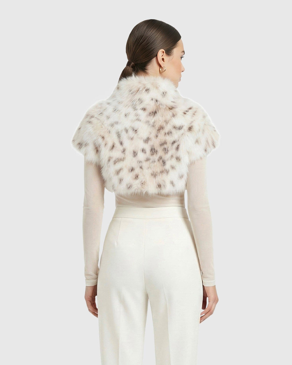 FUR-FREE LYNX BELLY (FAUX FUR) BOLERO, SHORT SLEEVES - LYX