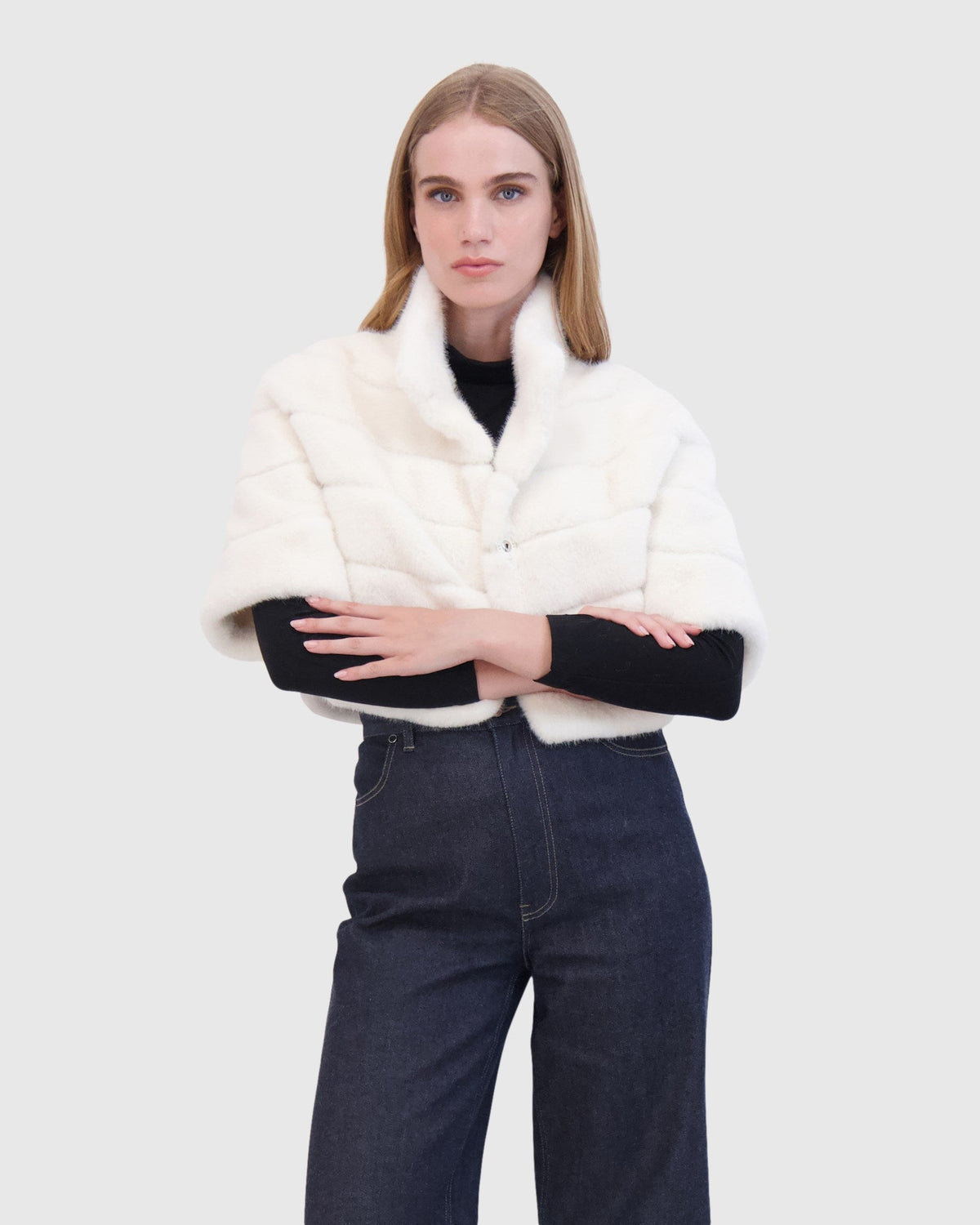 FUR-FREE MINK (FAUX FUR) BOLERO - WHITE