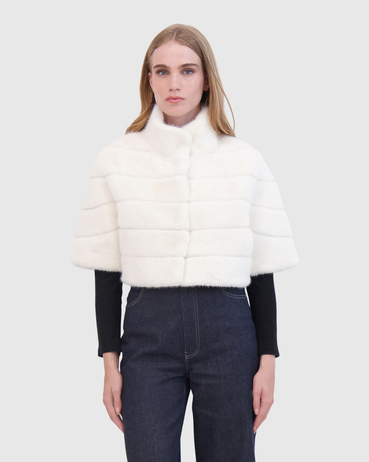 FUR-FREE MINK (FAUX FUR) BOLERO - WHITE