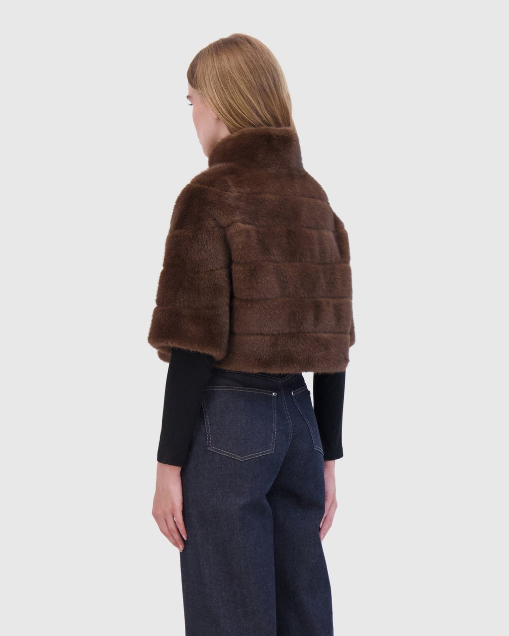 FUR-FREE MINK (FAUX FUR) BOLERO - BROWN