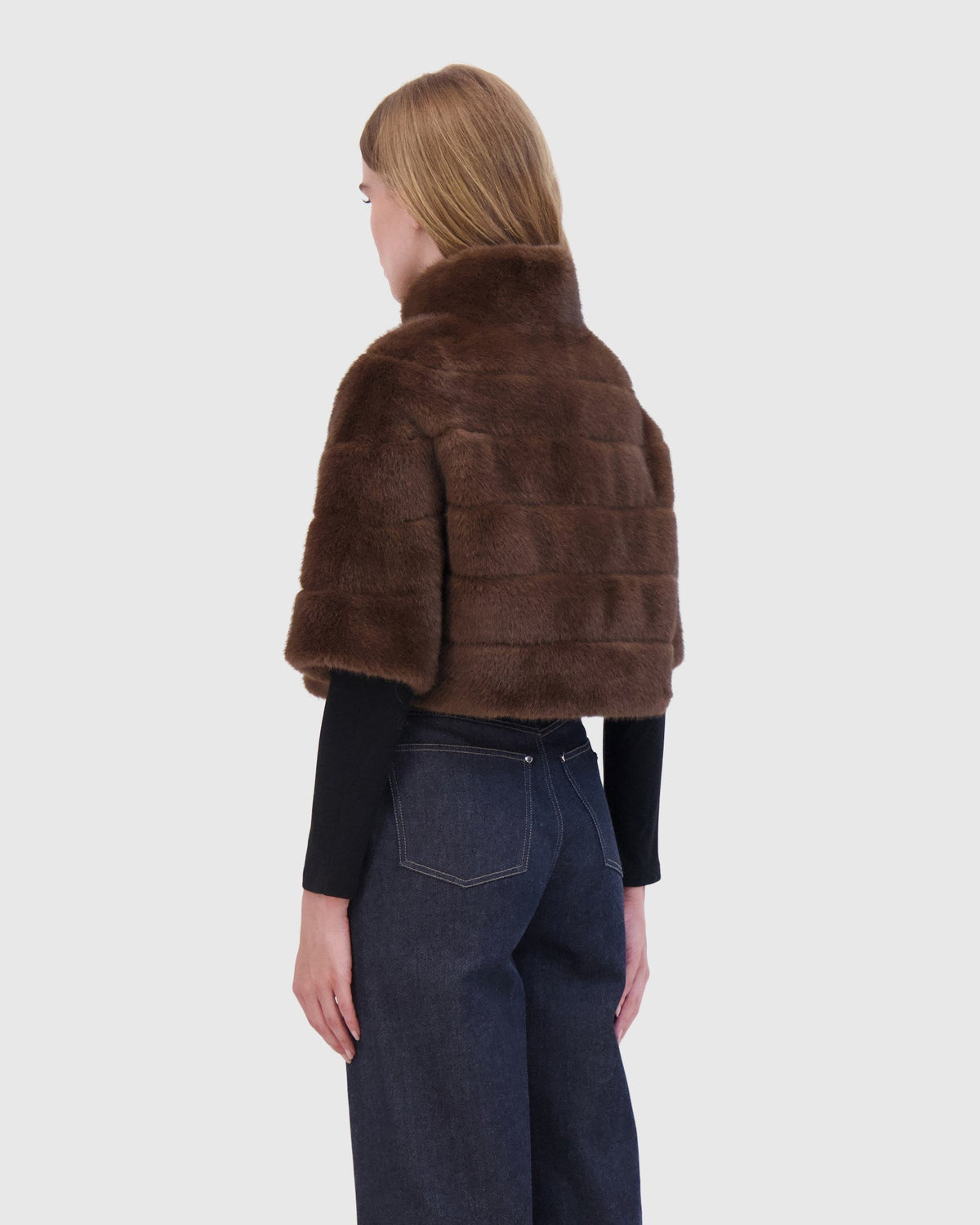 FUR-FREE MINK (FAUX FUR) BOLERO - BROWN