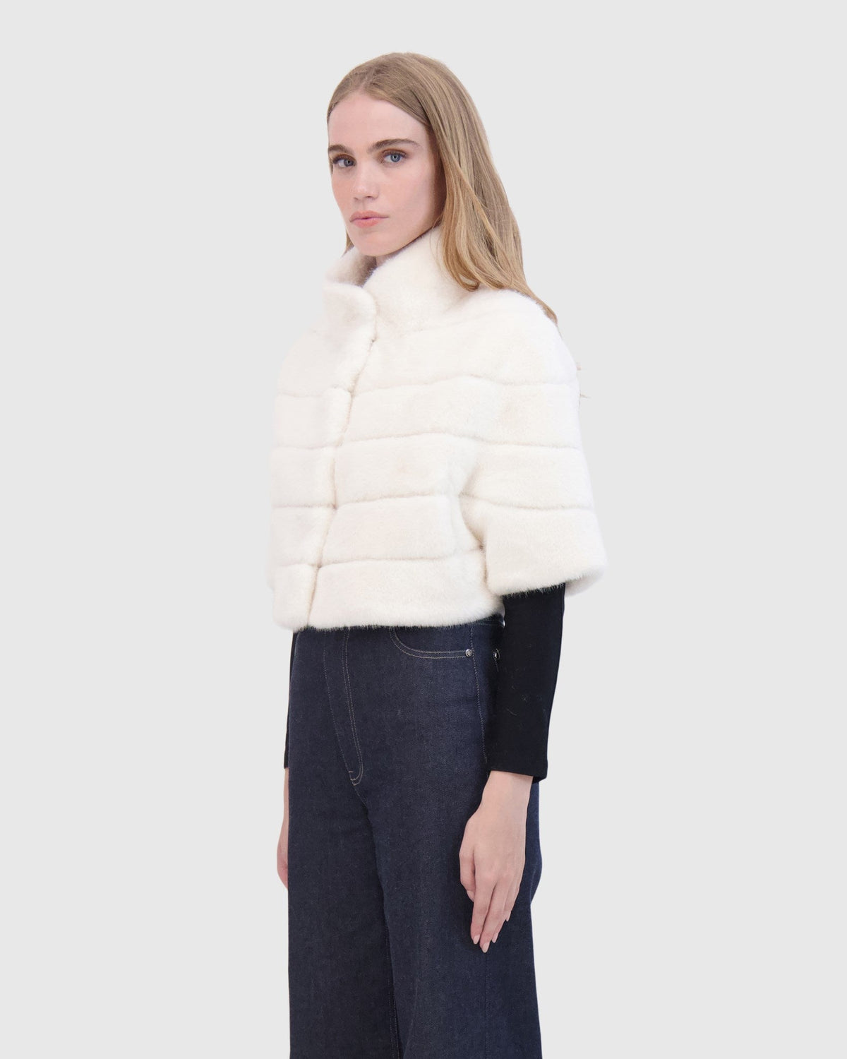 FUR-FREE MINK (FAUX FUR) BOLERO - WHITE