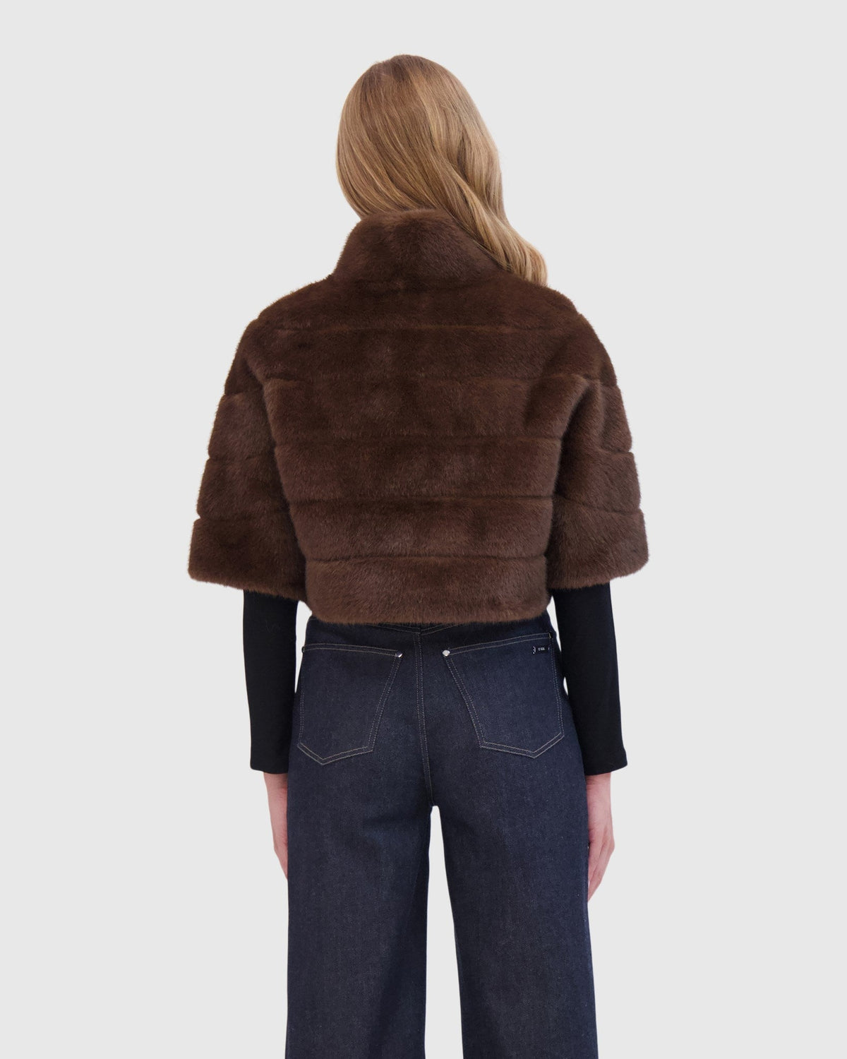 FUR-FREE MINK (FAUX FUR) BOLERO - BROWN
