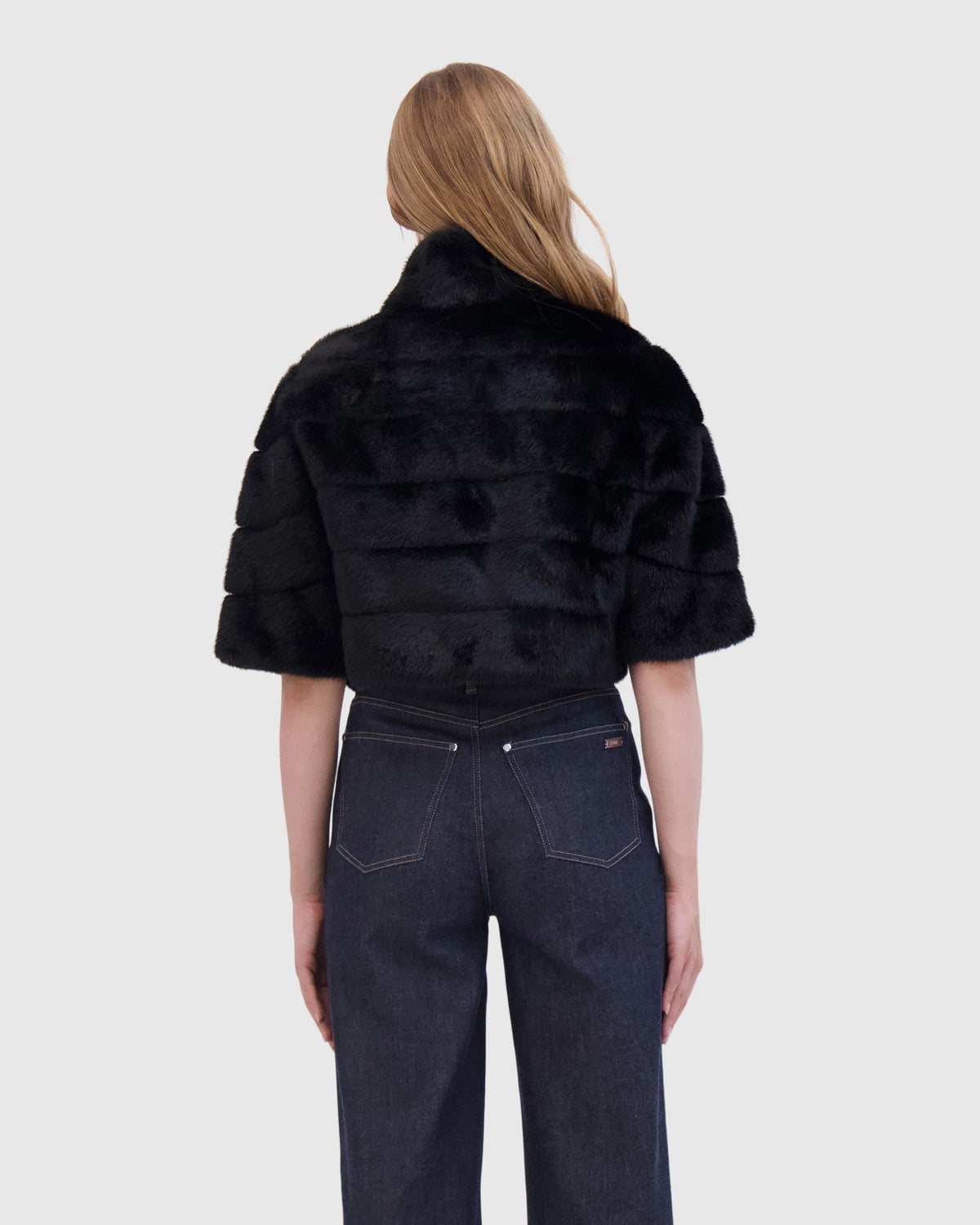 FUR-FREE MINK (FAUX FUR) BOLERO - BLACK