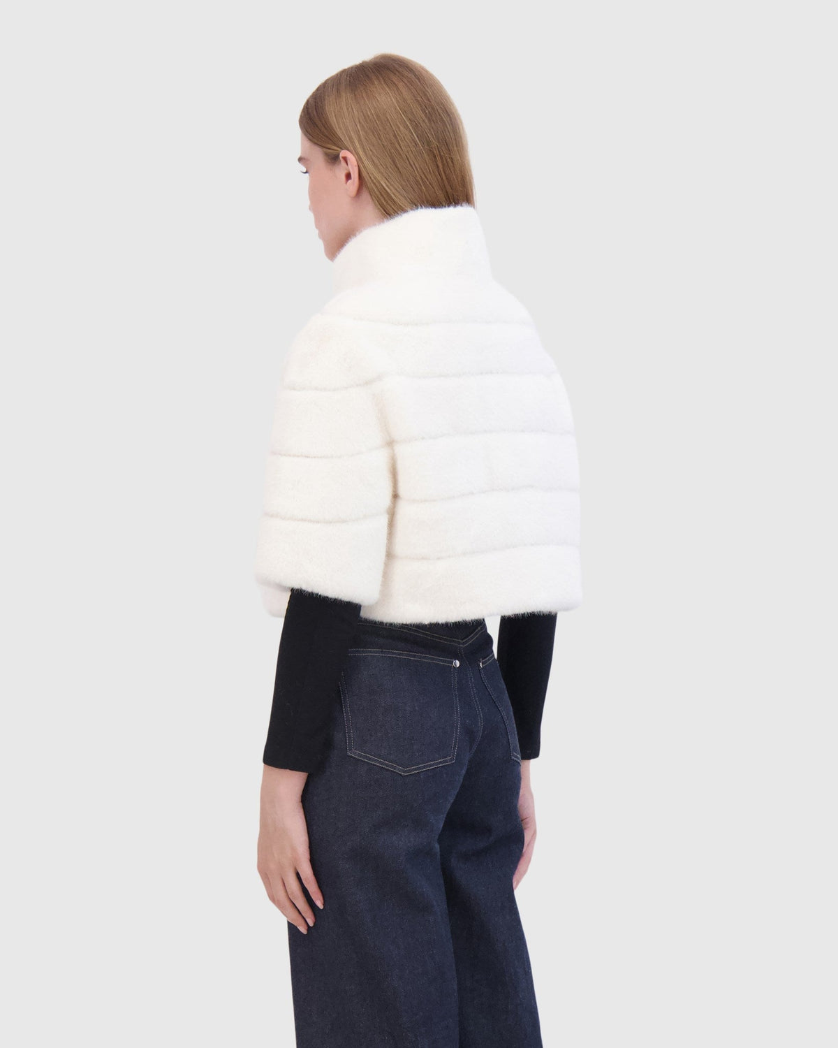 FUR-FREE MINK (FAUX FUR) BOLERO - WHITE