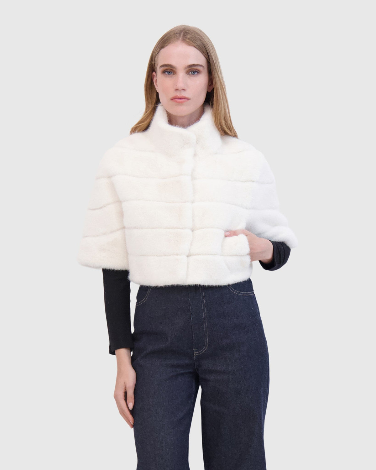 FUR-FREE MINK (FAUX FUR) BOLERO - WHITE