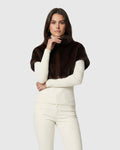 FUR-FREE MINK (FAUX FUR) BOLERO, SHORT SLEEVES - DARK BROWN
