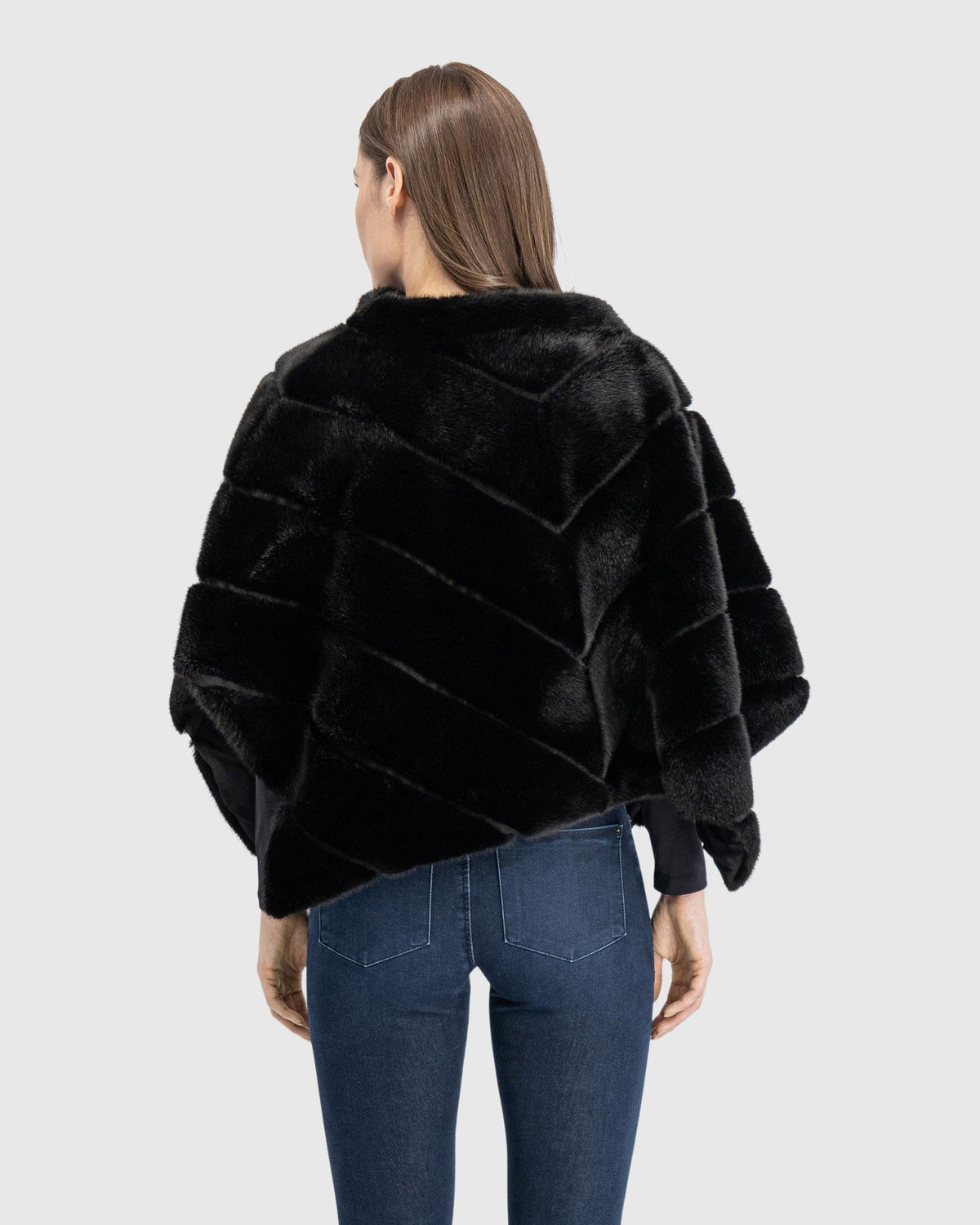 FUR-FREE MINK (FAUX FUR) CAPE - BLACK