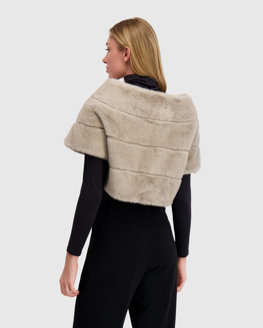 FUR-FREE MINK (FAUX FUR) CAPELET - SILVER BLUE
