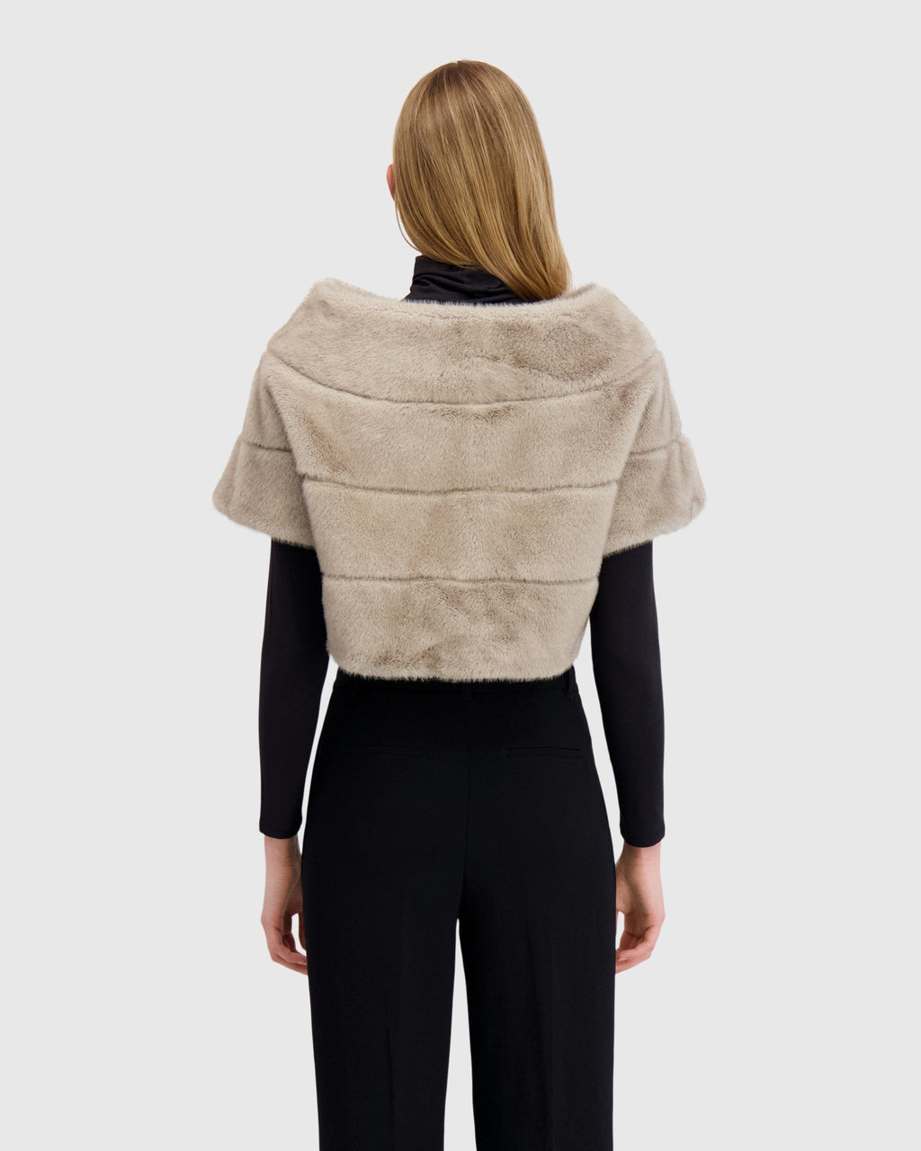 FUR-FREE MINK (FAUX FUR) CAPELET - SILVER BLUE