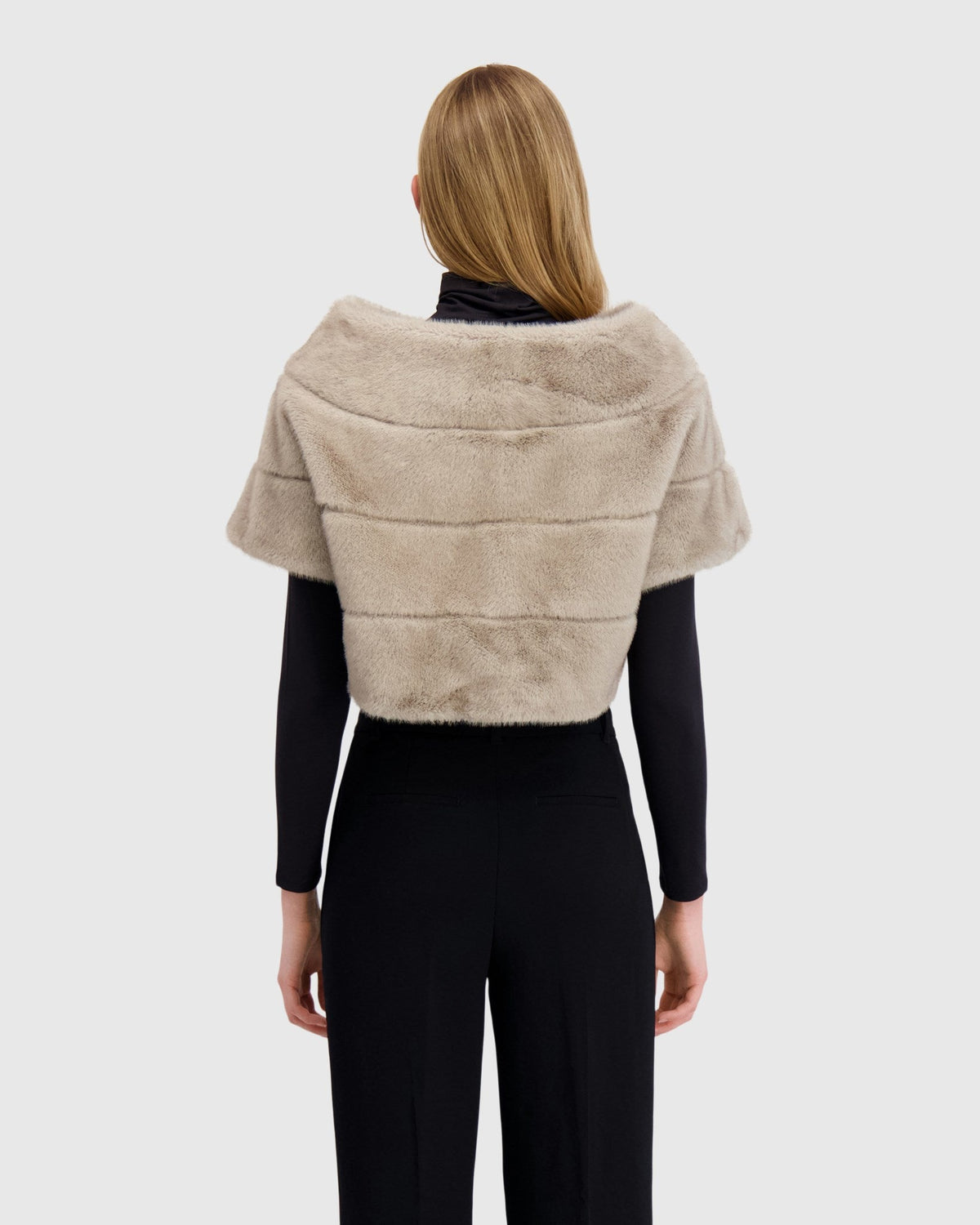 FUR-FREE MINK (FAUX FUR) CAPELET - SILVER BLUE