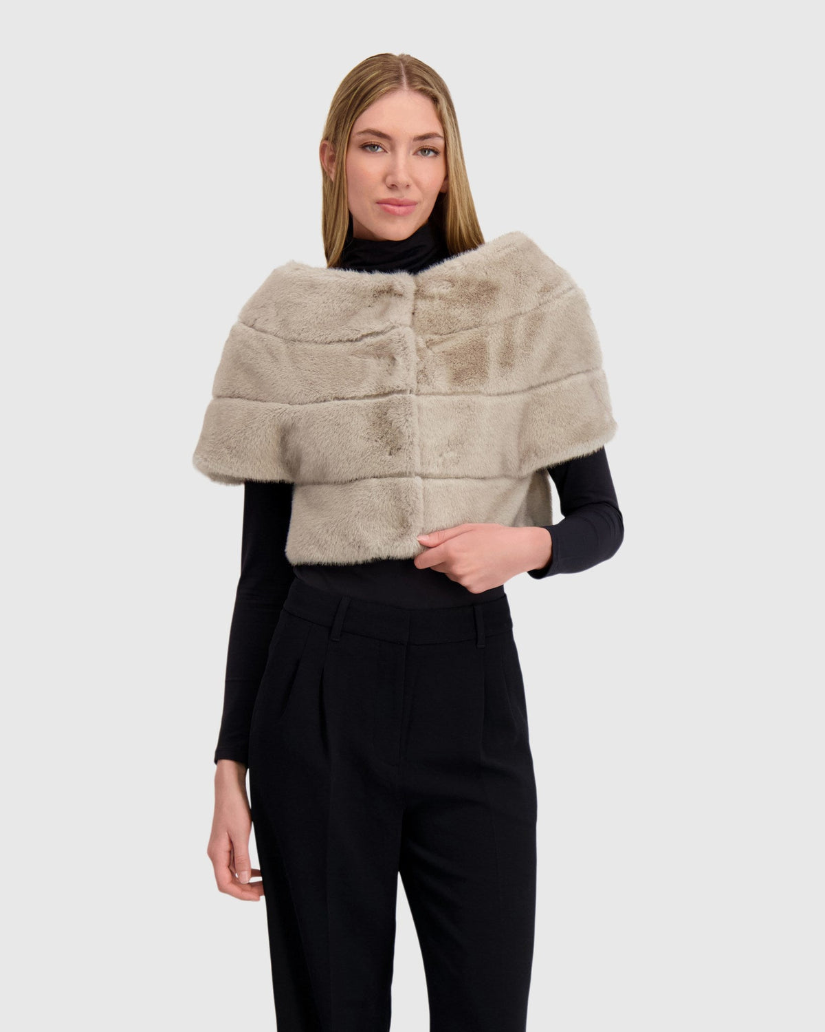 FUR-FREE MINK (FAUX FUR) CAPELET - SILVER BLUE