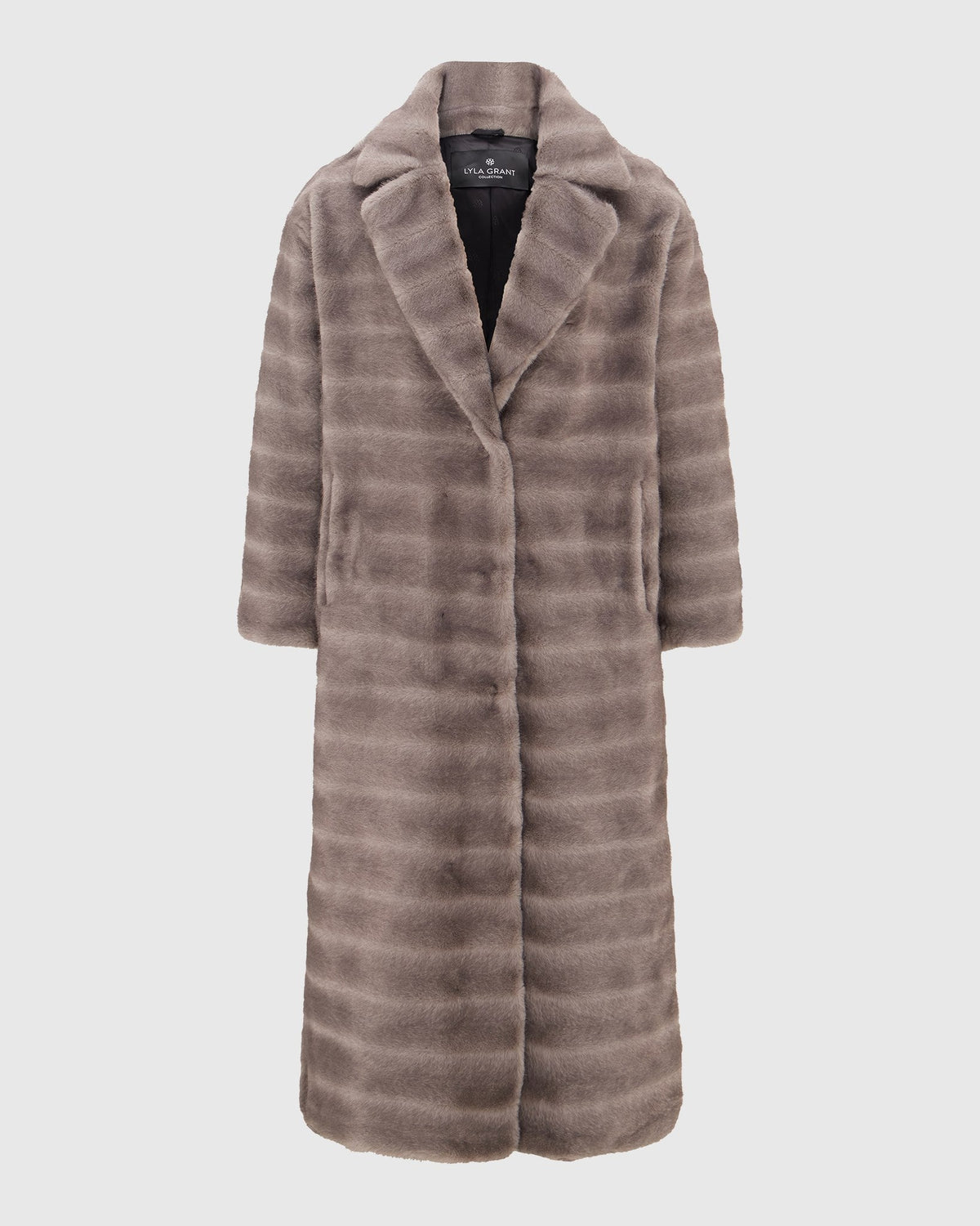 FUR-FREE MINK (FAUX FUR) COAT - GRAY