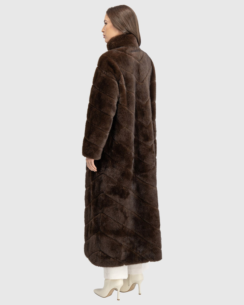 FUR-FREE MINK (FAUX FUR) COAT - BROWN