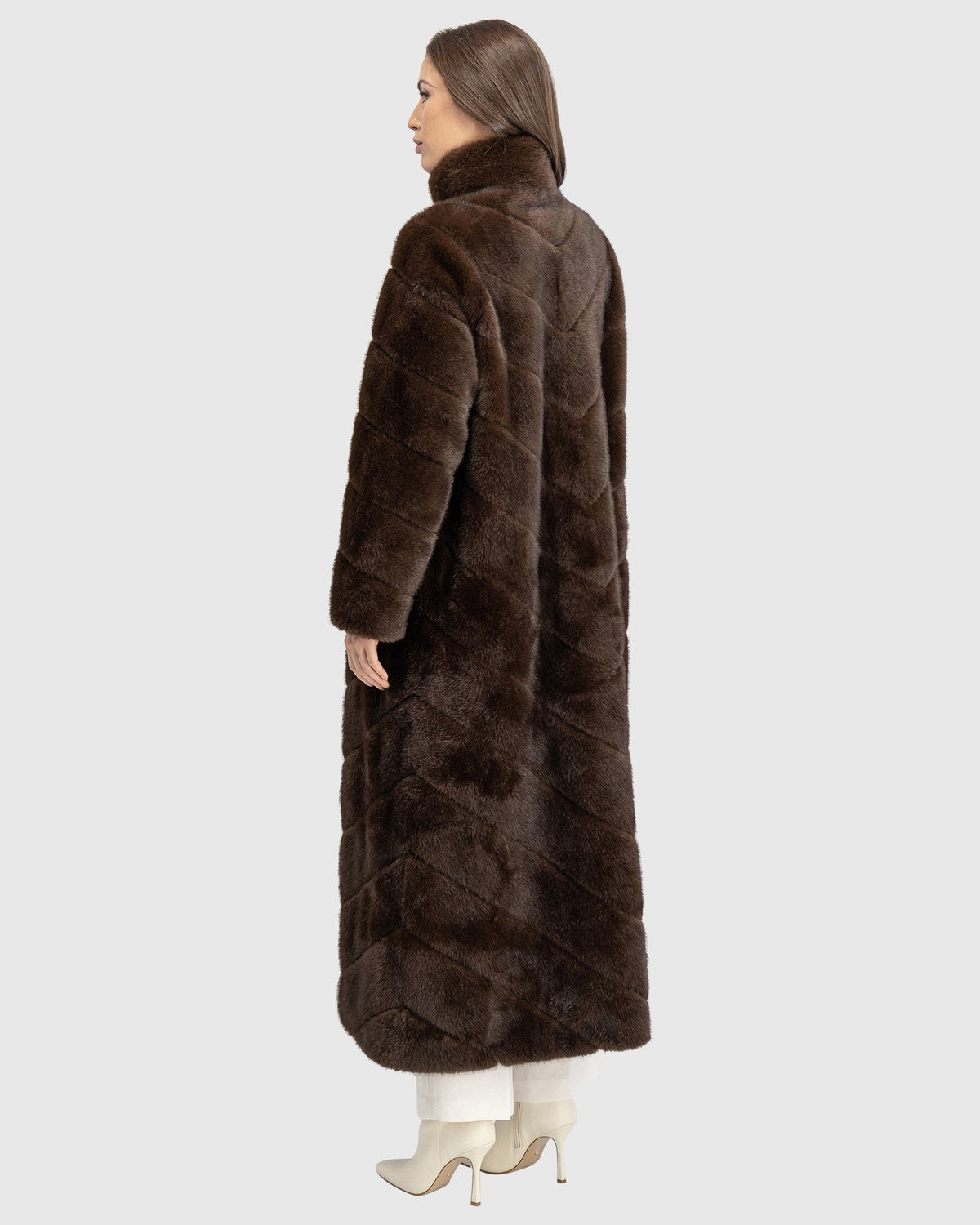 FUR-FREE MINK (FAUX FUR) COAT - BROWN