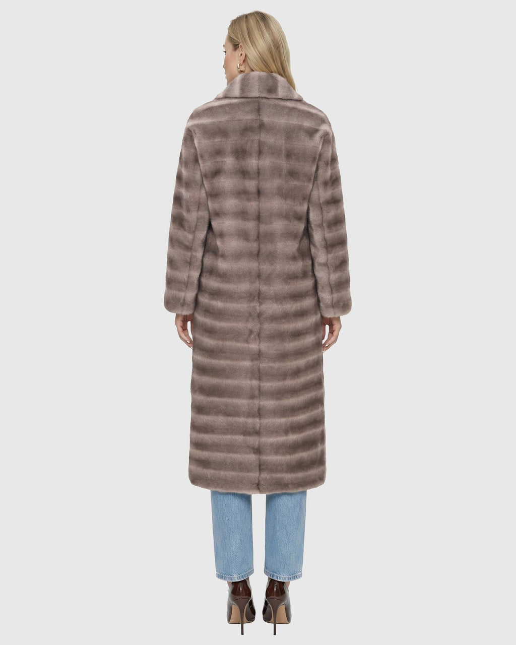 FUR-FREE MINK (FAUX FUR) COAT - GRAY