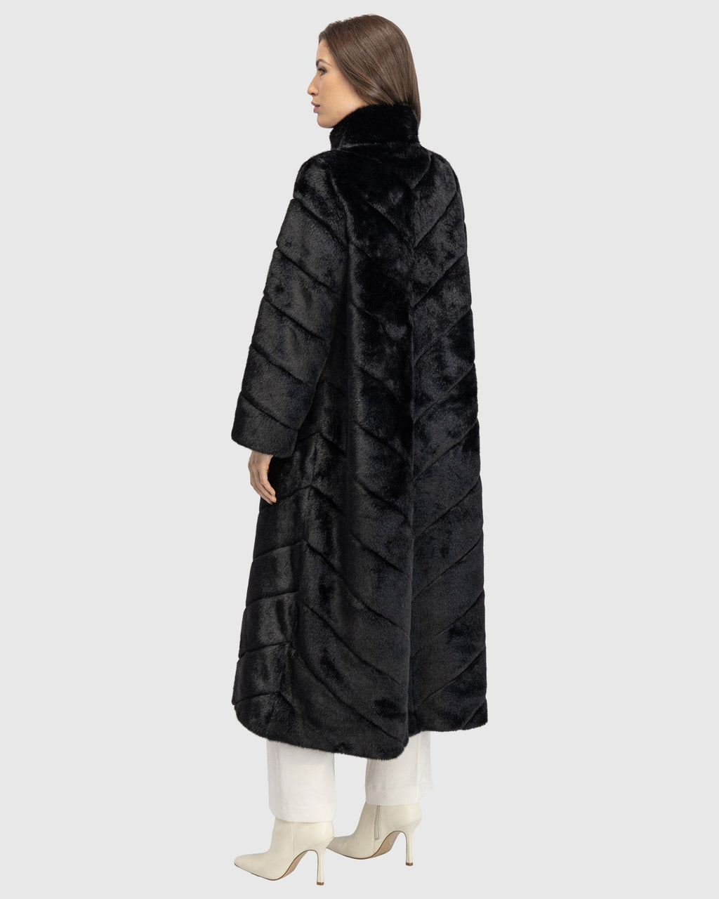 FUR-FREE MINK (FAUX FUR) COAT - BLACK