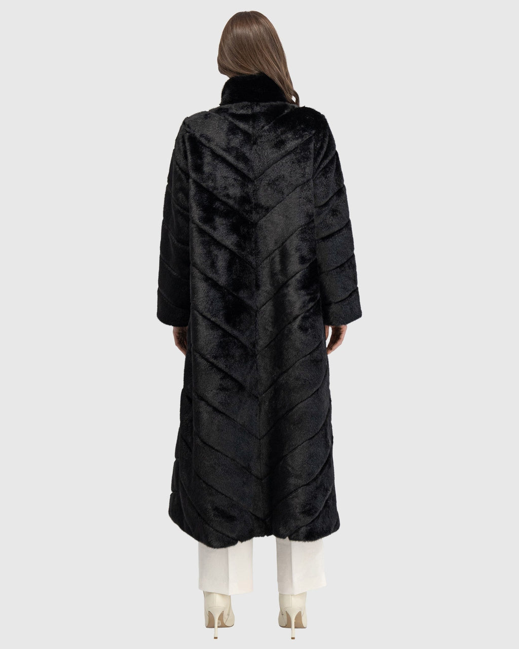 FUR-FREE MINK (FAUX FUR) COAT - BLACK