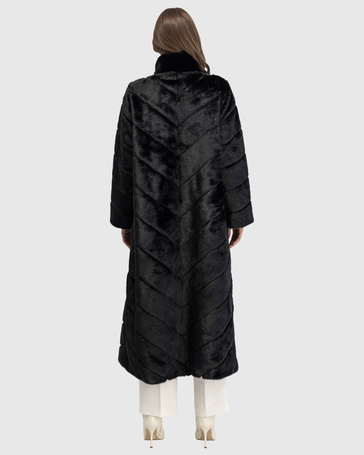 FUR-FREE MINK (FAUX FUR) COAT - BLACK