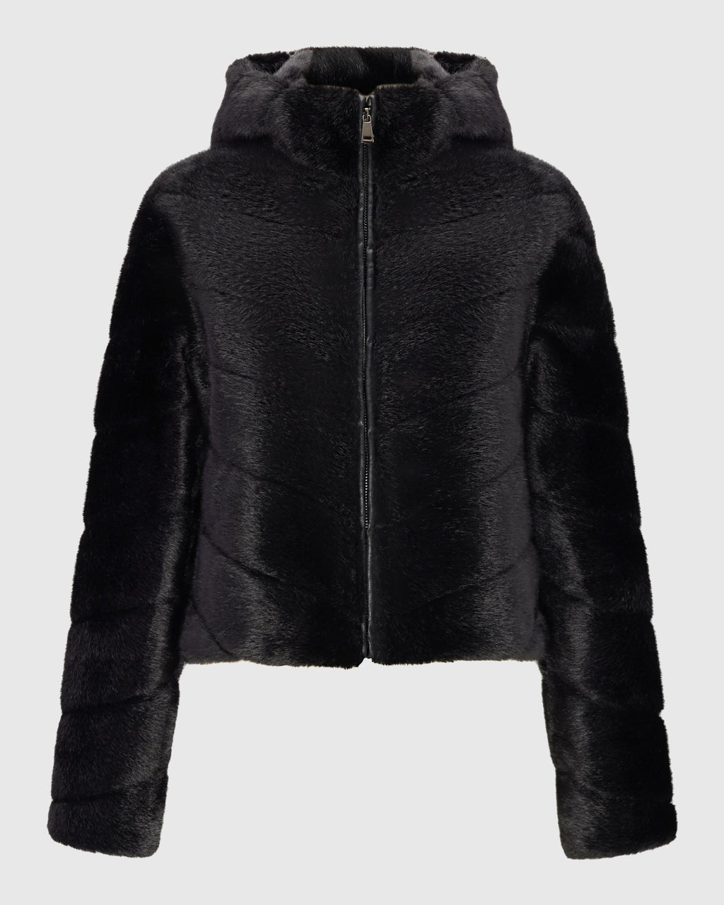 FUR-FREE MINK (FAUX FUR) HOODED JACKET
