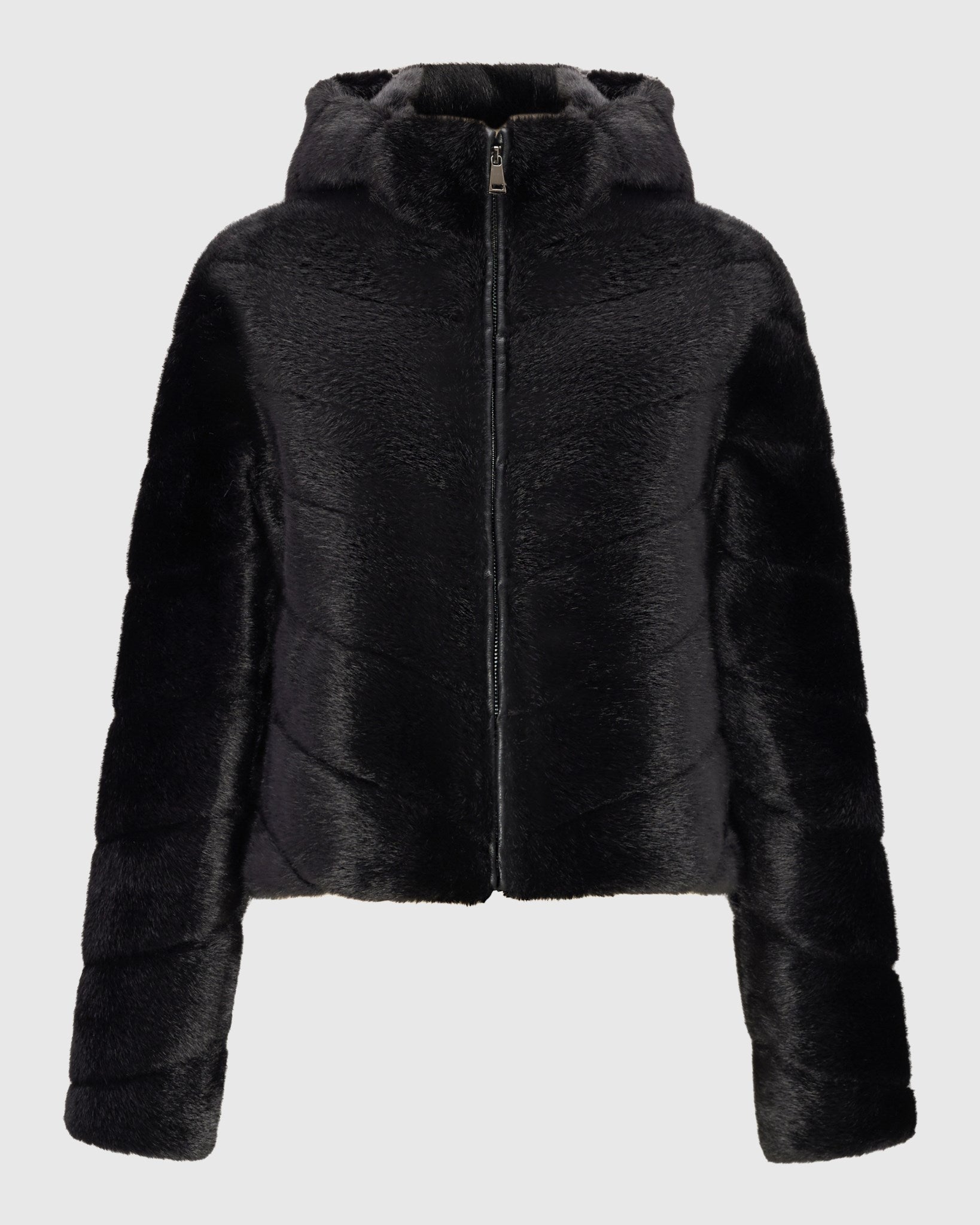 FUR-FREE MINK (FAUX FUR) HOODED JACKET