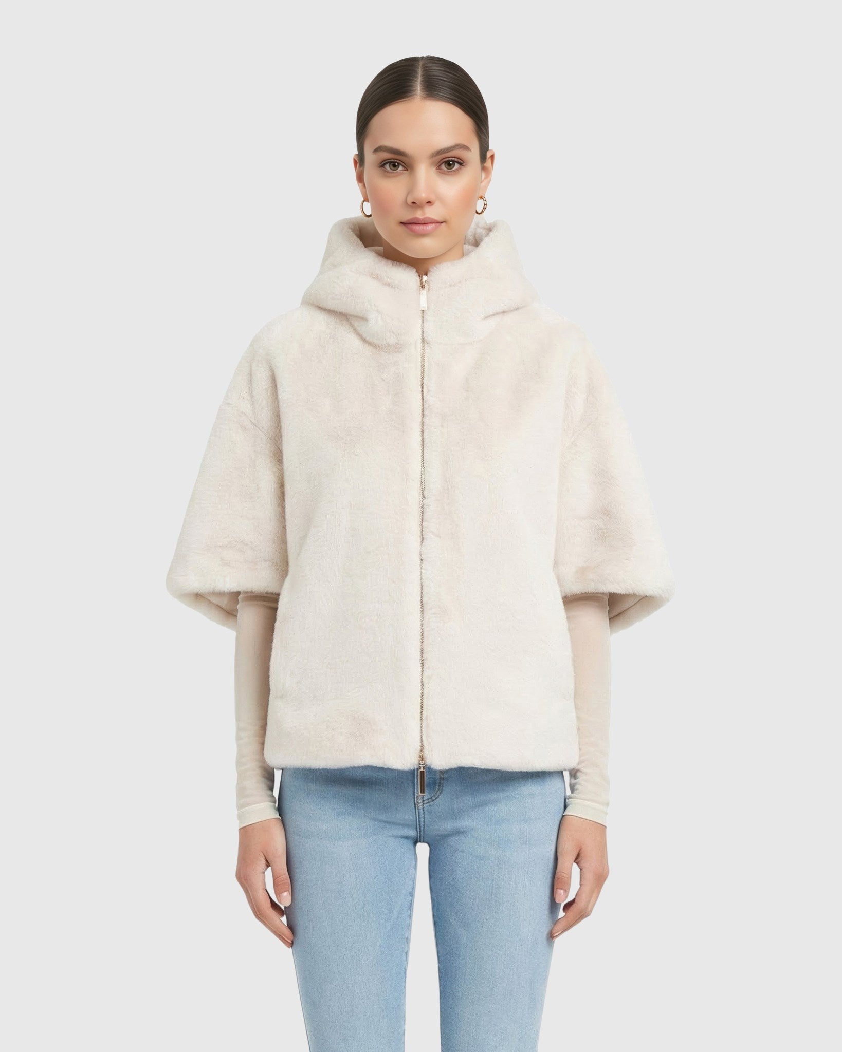 FUR-FREE MINK (FAUX FUR) HOODED PARKA