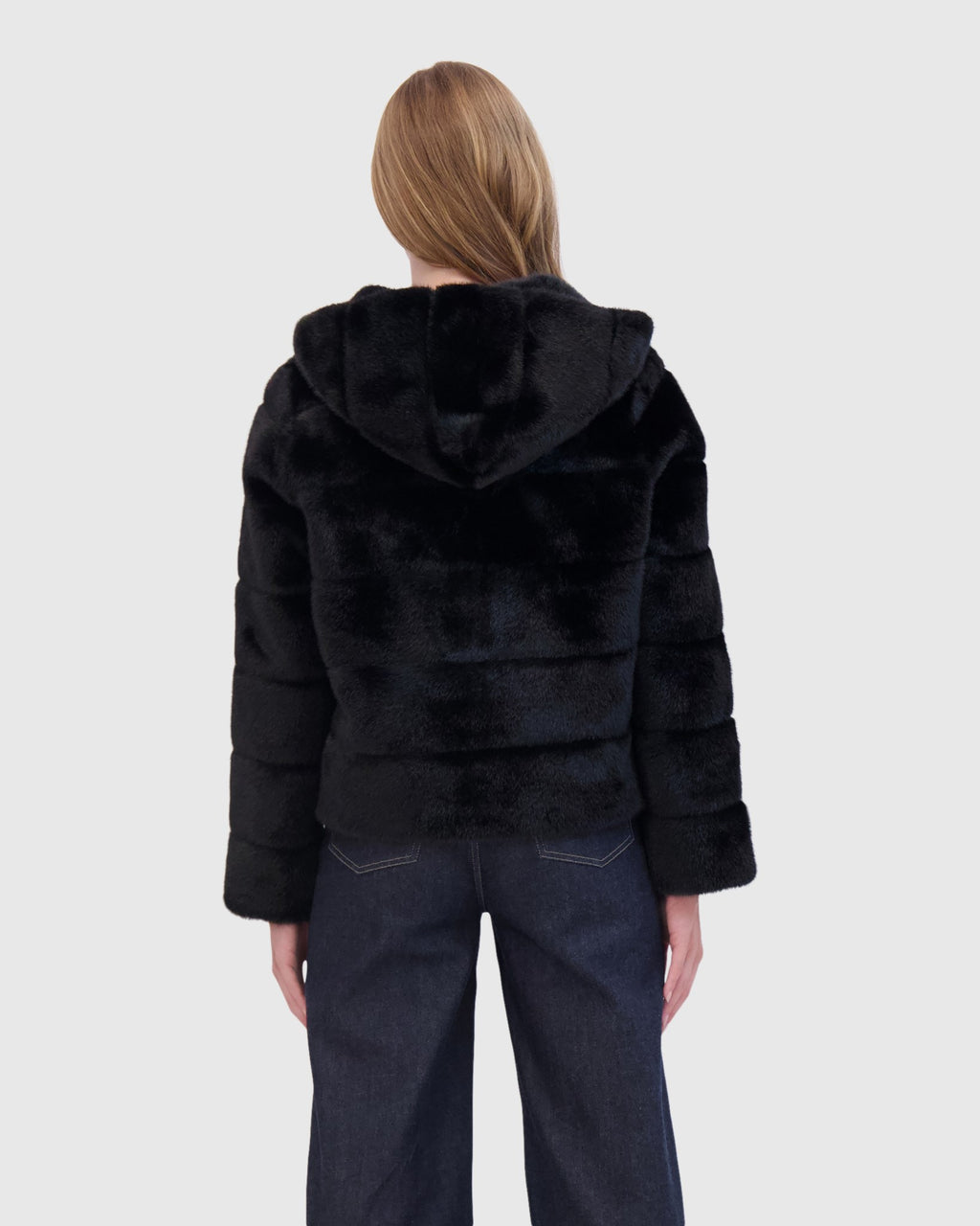 FUR-FREE MINK (FAUX FUR) HOODED JACKET