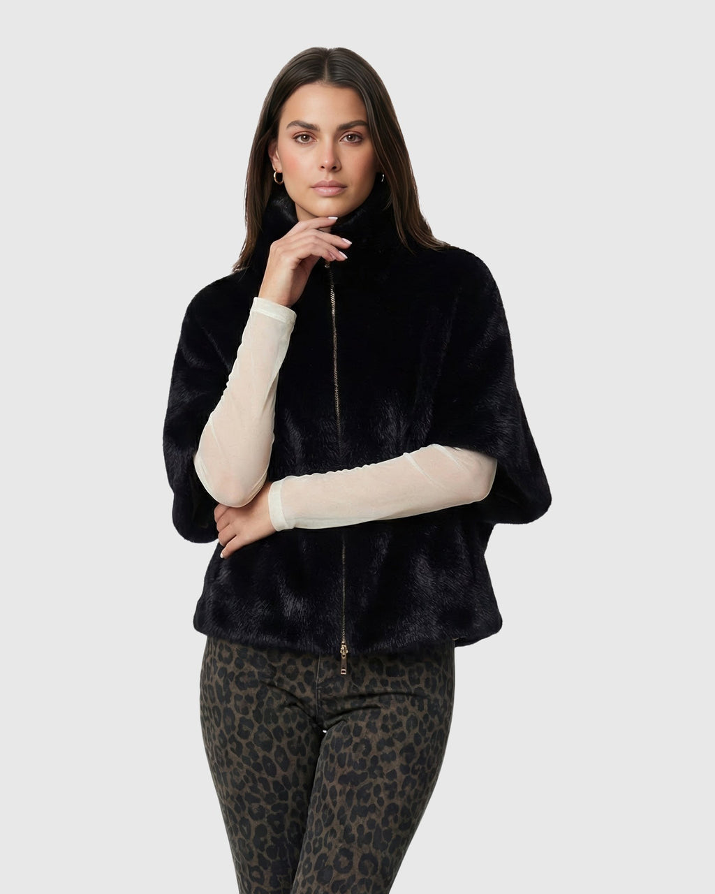 FUR-FREE MINK (FAUX FUR) HOODED PARKA